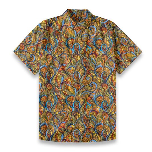 “Organica” All-Over Print Men's Breathable Shirt|140GSM Slub Cotton