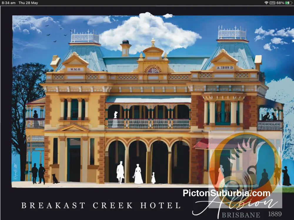 Albion: Breakfast Creek Hotel 1889. Art Print - Art Print
