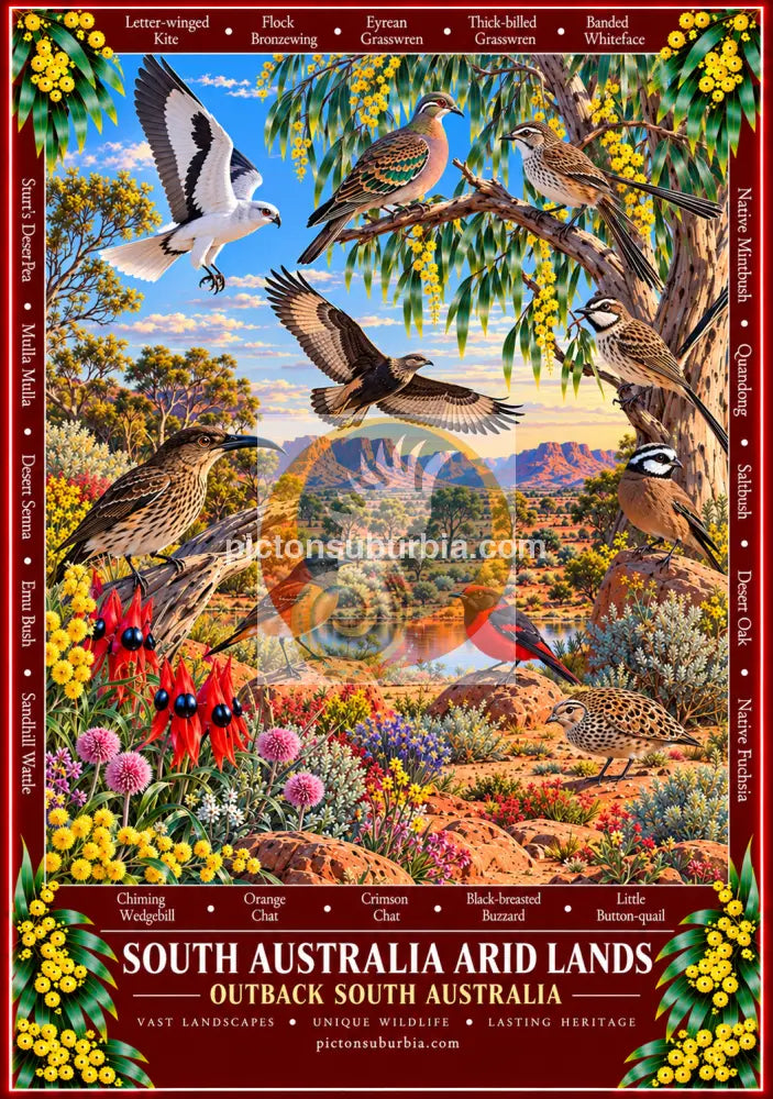 Australiana Tea Towel: South Australia - Arid Lands - Cotton/Linen Blend - Tea Towel
