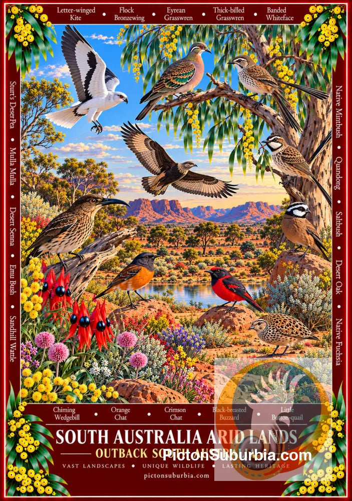 Australiana Tea Towel: South Australia - Arid Lands - Cotton/Linen Blend - Tea Towel