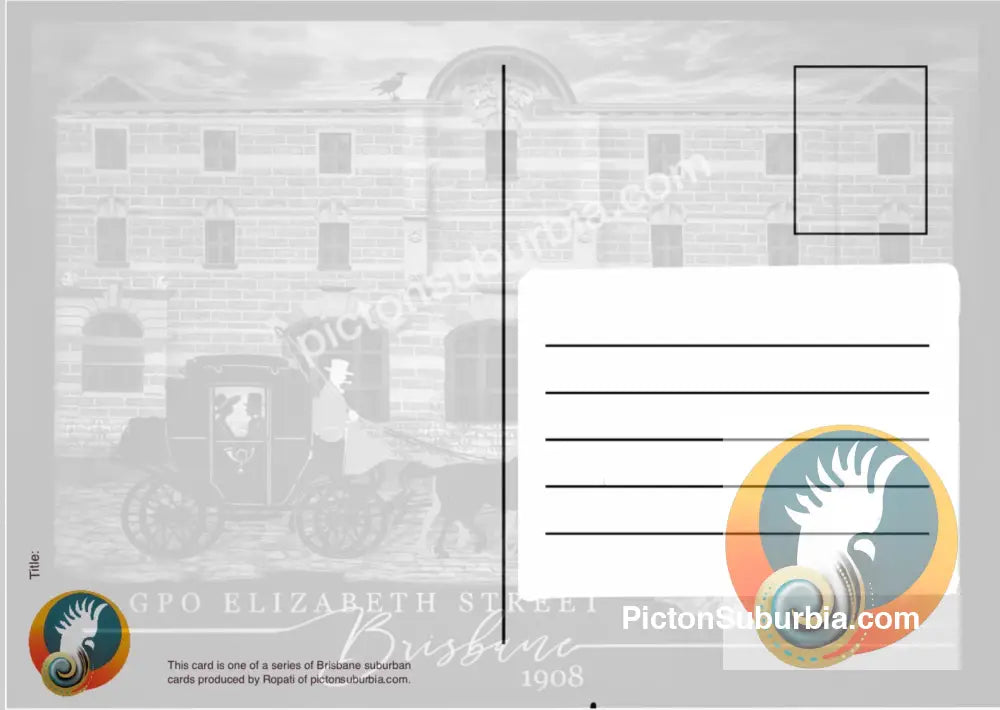 Brisbane CBD: GPO Elizabeth Street Postcard./ A5 or A6 / Set of 5 - Physical good