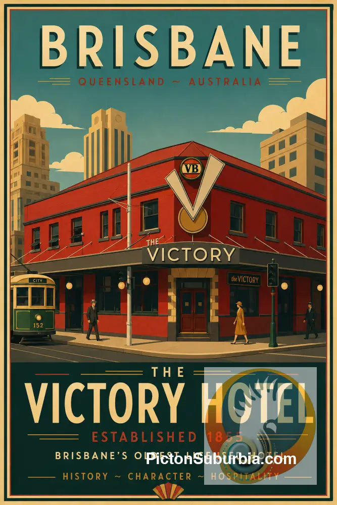 Brisbane Retro Hotel Posters - The Victory Hotel Brisbane CBD - A3 - Art Print