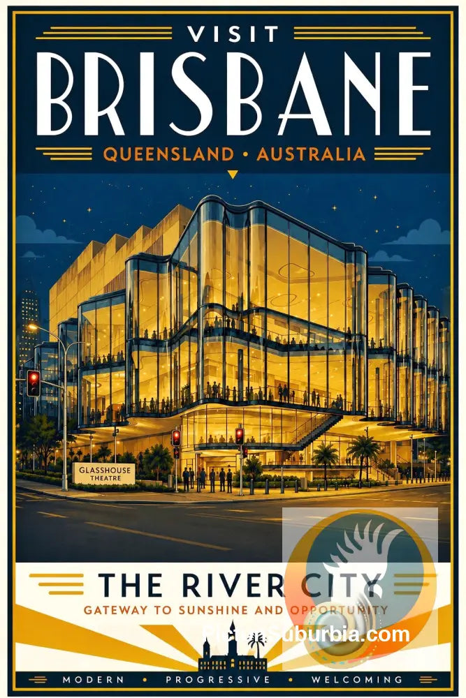 Brisbane Retro Travel Posters- The Glasshouse Theatre - A3 - Art Print