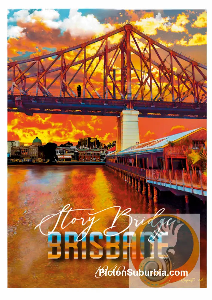 Story Bridge: Kangaroo Point -Tea Towel - Tea Towel