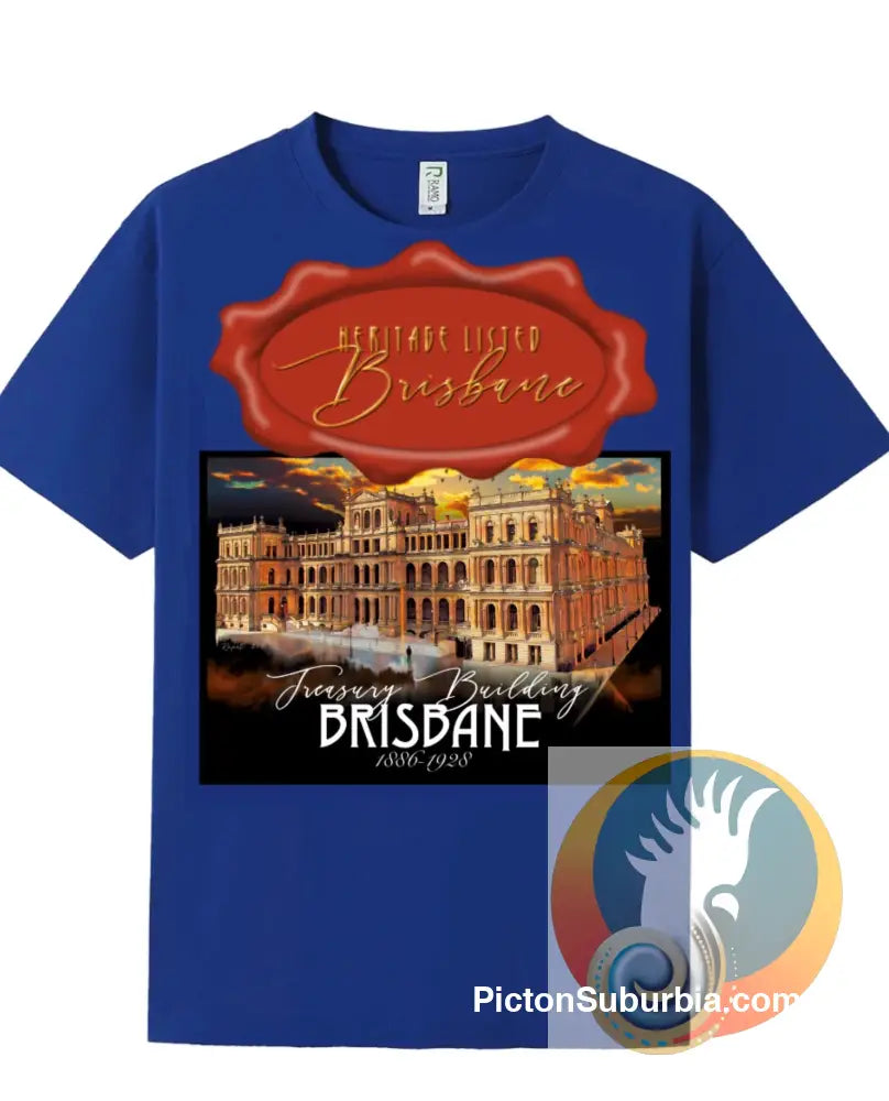Treasury Building: Brisbane CBD -Tee - Royal / S - T-shirt