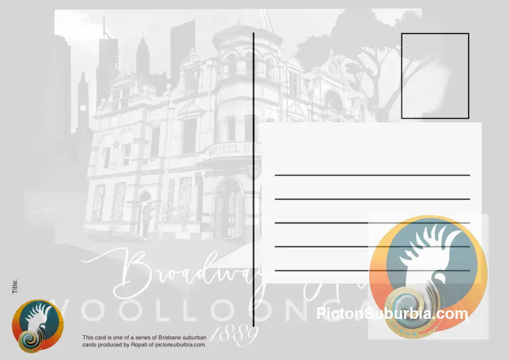 Woolloongabba: Broadway Hotel 1889 Postcard. - Physical good
