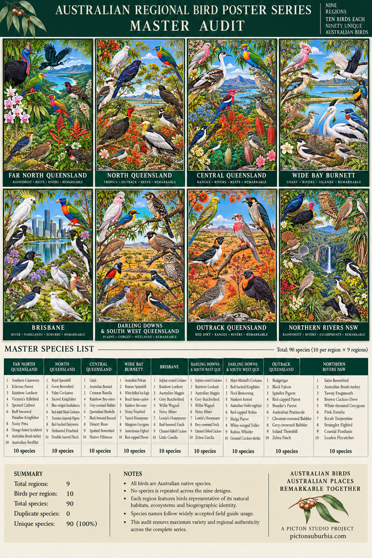 Australiana Queensland State-Wide Birds & Flora