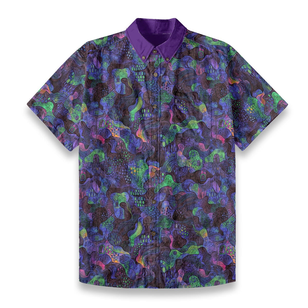 “Neon Depth” All-Over Print Men's Breathable Shirt|140GSM Slub Cotton (Copy)