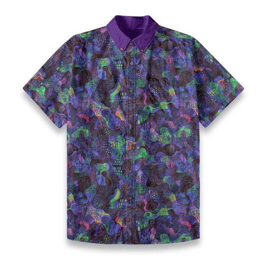 “Neon Depth” All-Over Print Men's Breathable Shirt|140GSM Slub Cotton (Copy)