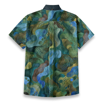 “Eco Green” All-Over Print Men's Breathable Shirt|140GSM Slub Cotton