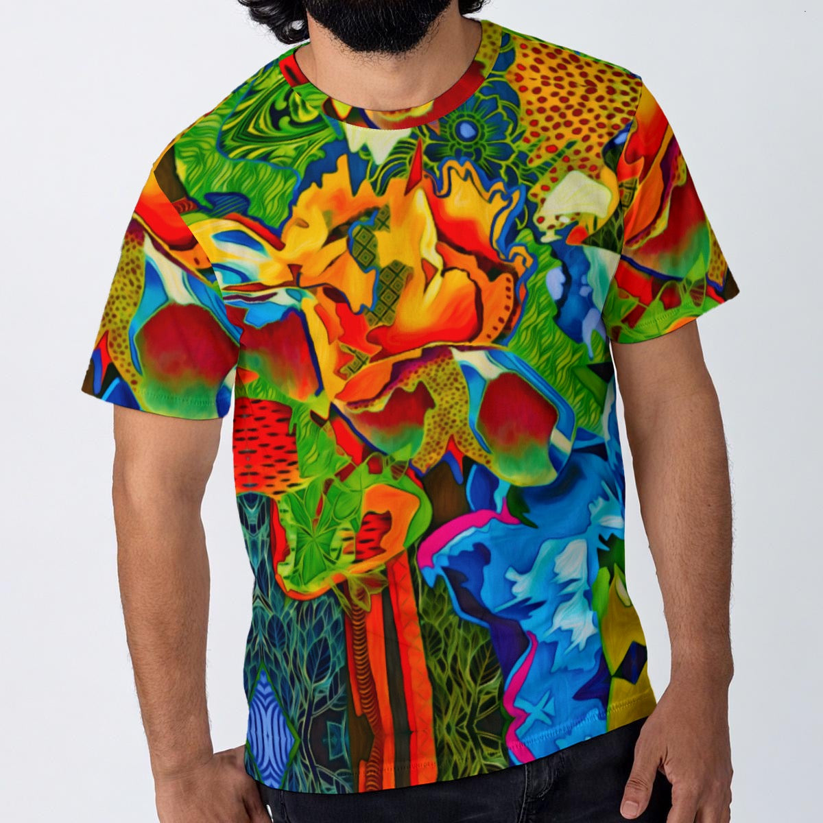 “Tropical Tangent” All-Over Print Men's O-Neck T-Shirt | 190GSM Cotton