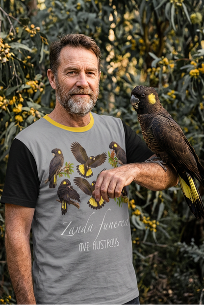 “Yellow-Tailed Black Cockatoo” All-Over Print Men's O-Neck T-Shirt | 190GSM Cotton