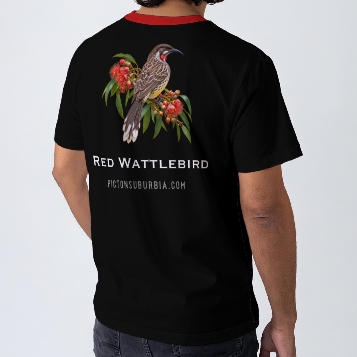 “Red Wattlebird” All-Over Print Men's O-Neck T-Shirt | 190GSM Cotton