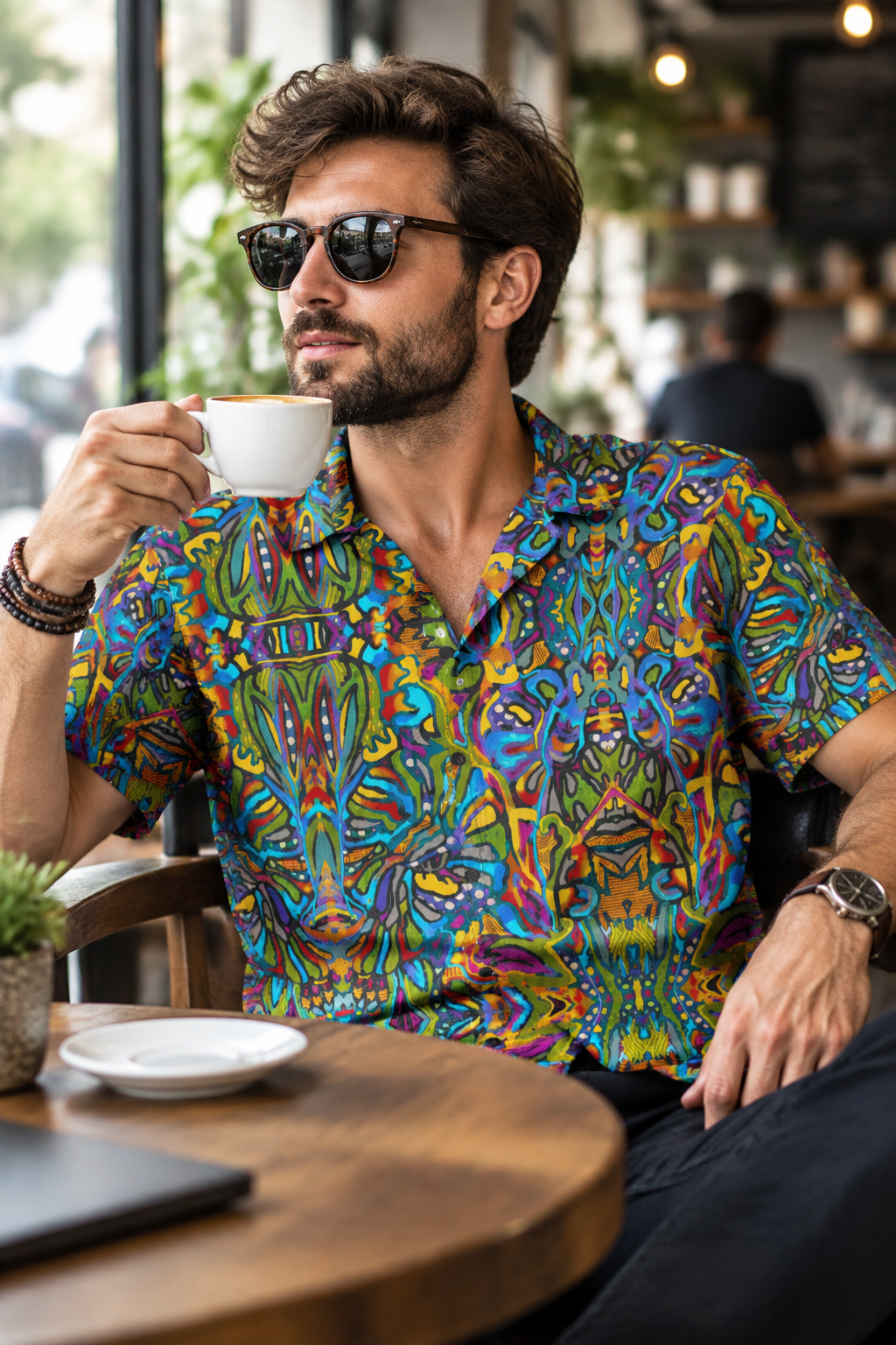 “Spectra” All-Over Print Unisex Collared Shirt|115GSM Cotton poplin