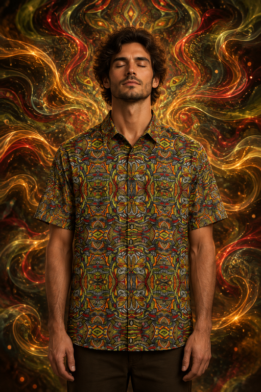 Dream Weaver II | Men’s Printed Short-Sleeve Slub Cotton Shirt