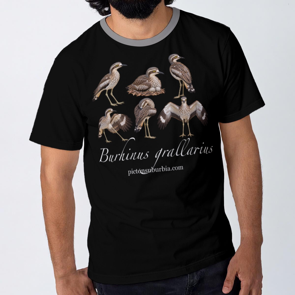 “Bush-Stone Curlew” All-Over Print Men's O-Neck T-Shirt | 190GSM Cotton