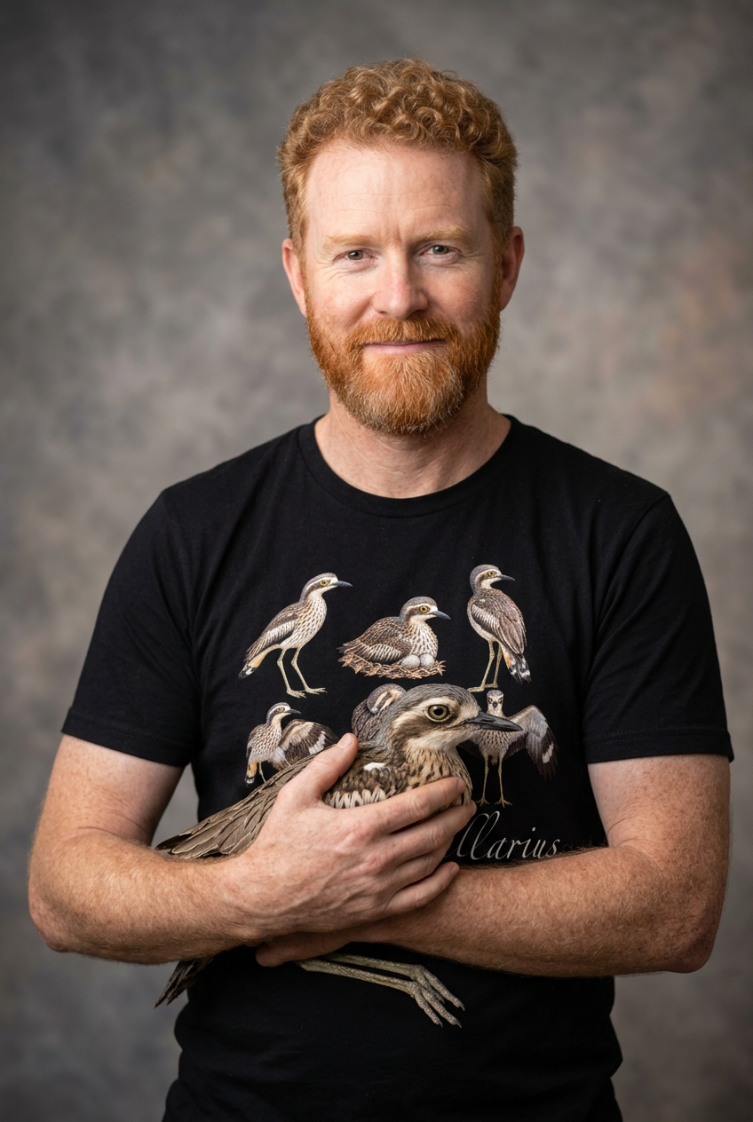“Bush-Stone Curlew” All-Over Print Men's O-Neck T-Shirt | 190GSM Cotton