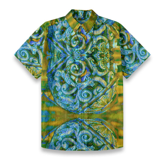 “Archadia ll” All-Over Print Men's Breathable Shirt|140GSM Slub Cotton