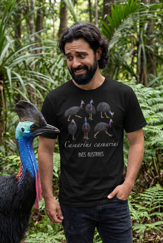 "Southern Cassowary: Casuarius casuarius" All-Over Print Men's O-Neck T-Shirt | 190GSM Cotton