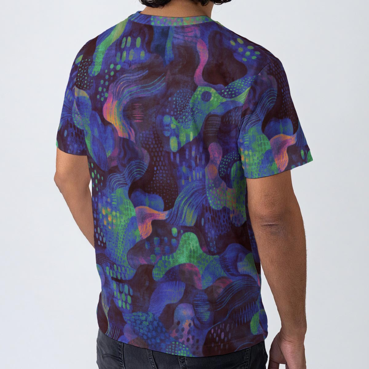 “Neon Depth” All-Over Print Men's O-Neck T-Shirt | 190GSM Cotton