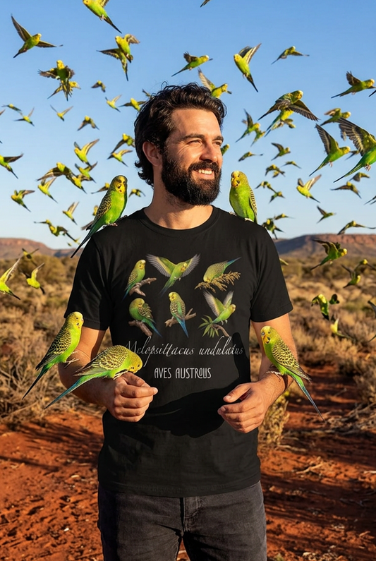 "Budgerigar : Melopsittacus undulatus" All-Over Print Men's O-Neck T-Shirt | 190GSM Cotton