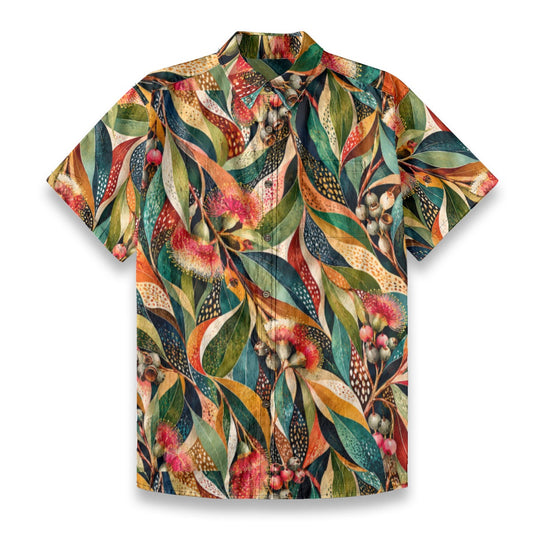 “Gum Nut” All-Over Print Men's Breathable Shirt|140GSM Slub Cotton