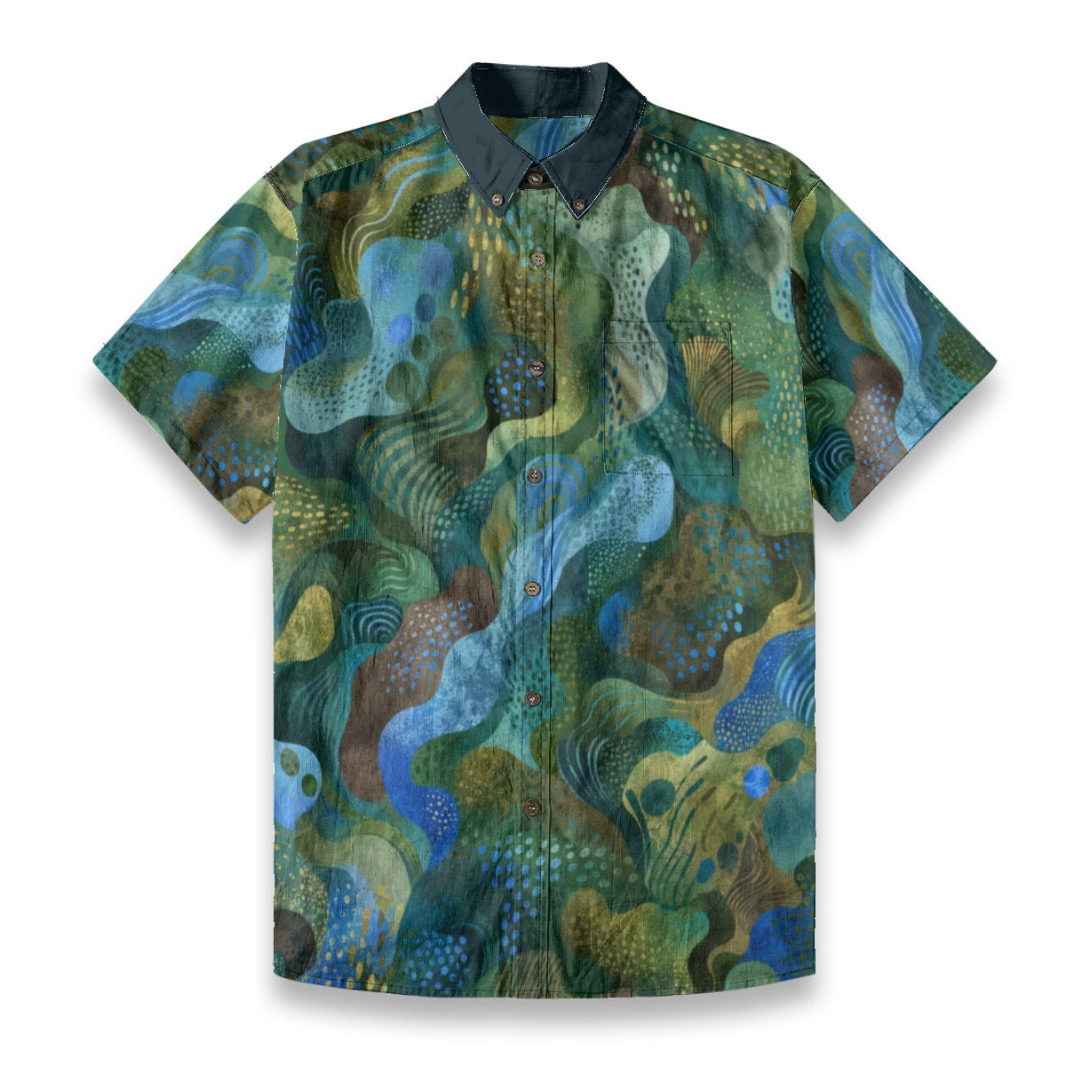 “Eco Green” All-Over Print Men's Breathable Shirt|140GSM Slub Cotton