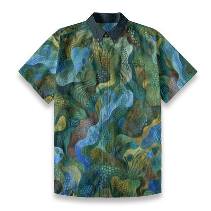“Eco Green” All-Over Print Men's Breathable Shirt|140GSM Slub Cotton