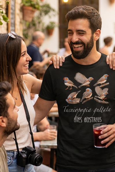 "Zebra Finch : Taeniopygia guttata" All-Over Print Men's O-Neck T-Shirt | 190GSM Cotton