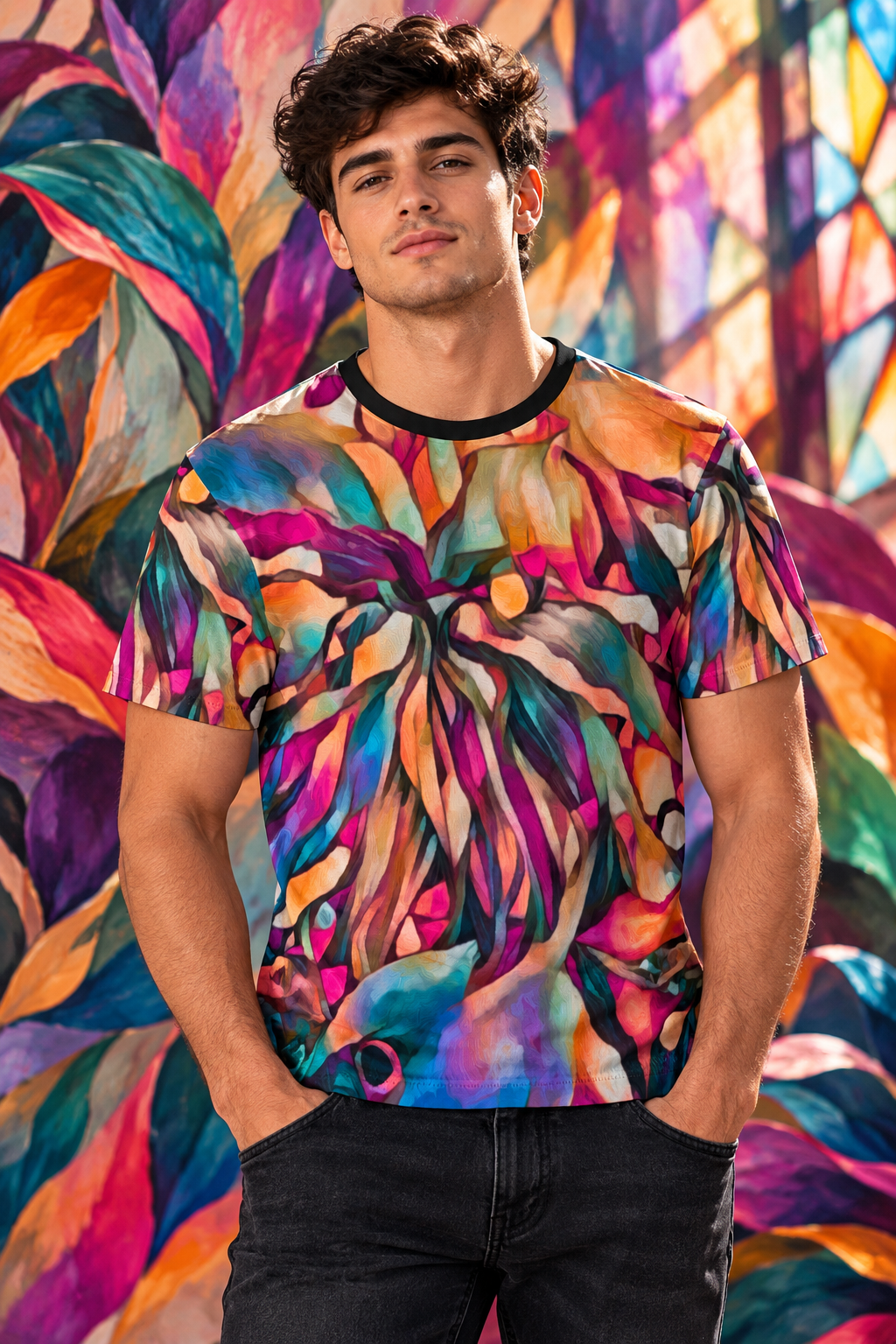 “Wild Canopy” (Four Colour Pallets) All-Over Print Men's O-Neck T-Shirt | 190GSM Cotton