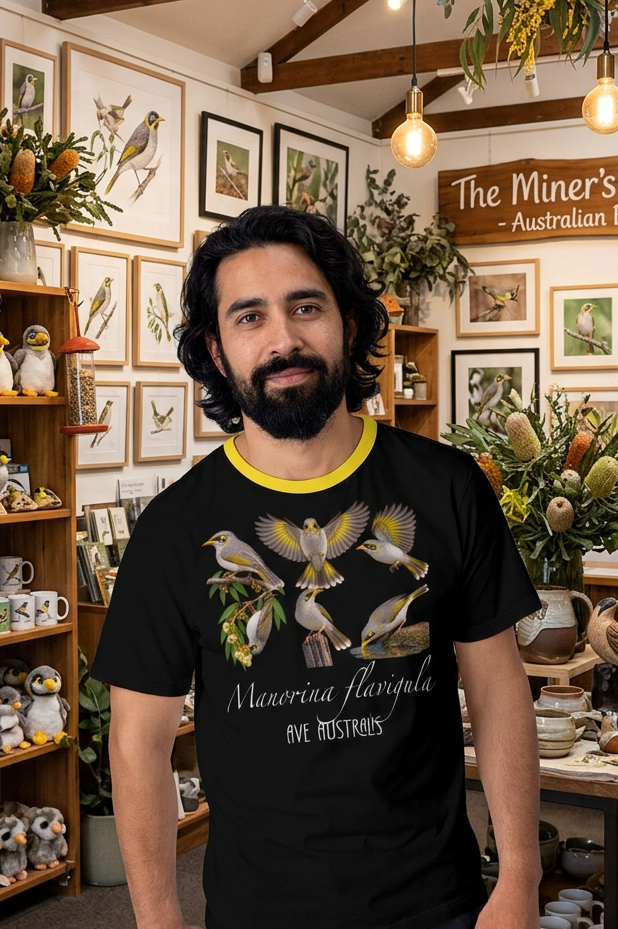 “Yellow-Throated Miner” All-Over Print Men's O-Neck T-Shirt | 190GSM Cotton