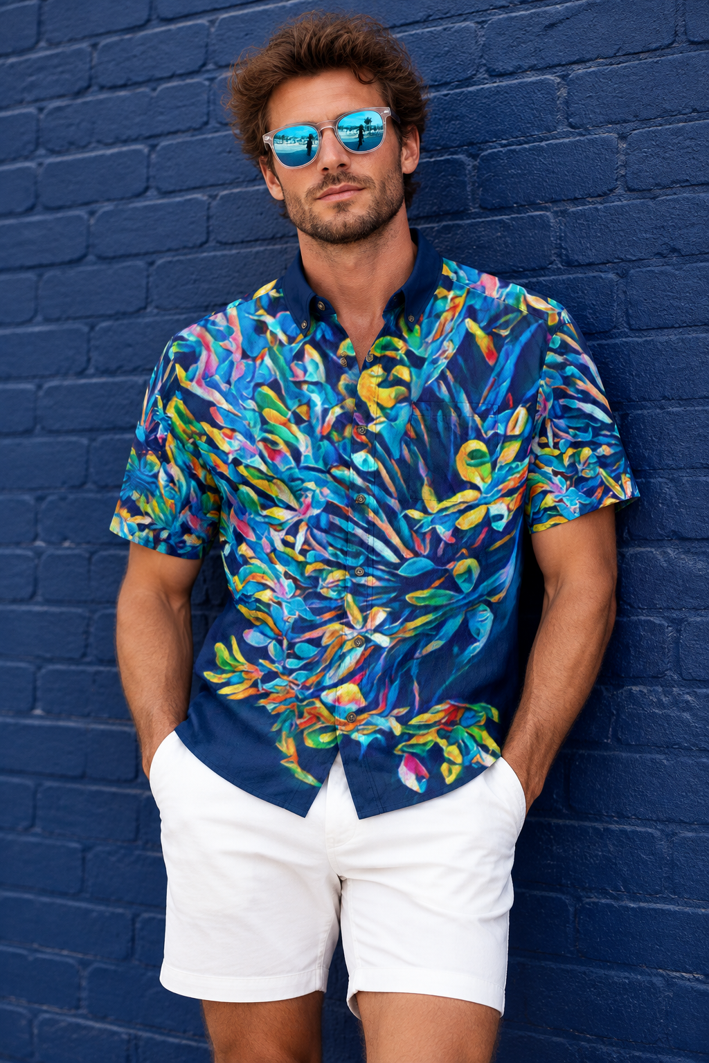 “Allegria” All-Over Print Men's Breathable Shirt|140GSM Slub Cotton