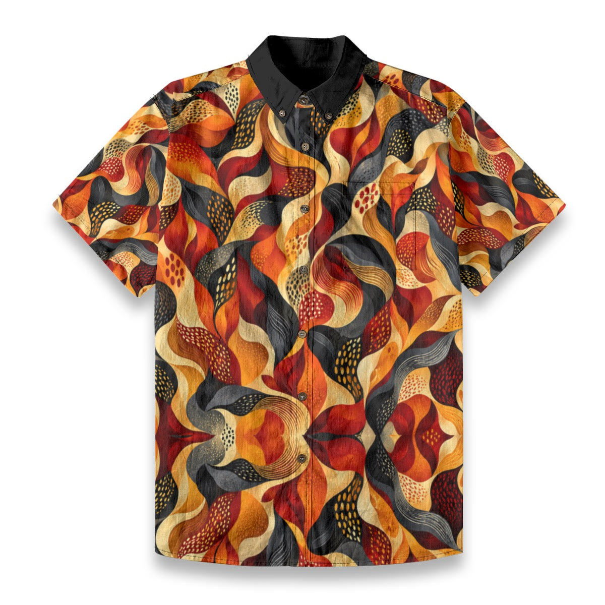 “Bush Fire” All-Over Print Men's Breathable Shirt|140GSM Slub Cotton