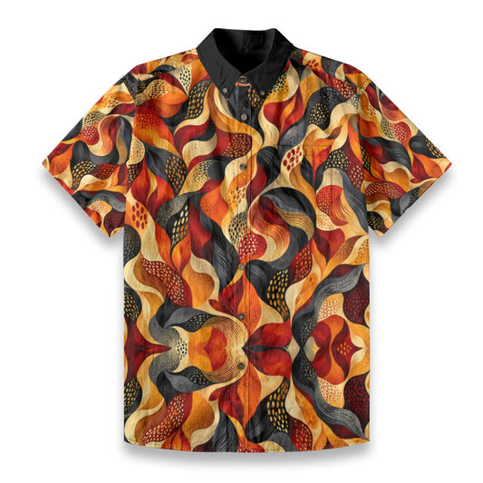 “Bush Fire” All-Over Print Men's Breathable Shirt|140GSM Slub Cotton
