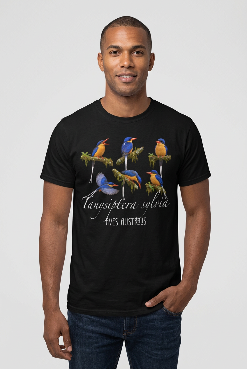 “Buff Breasted Paradise Kingfisher” All-Over Print Men's O-Neck T-Shirt | 190GSM Cotton