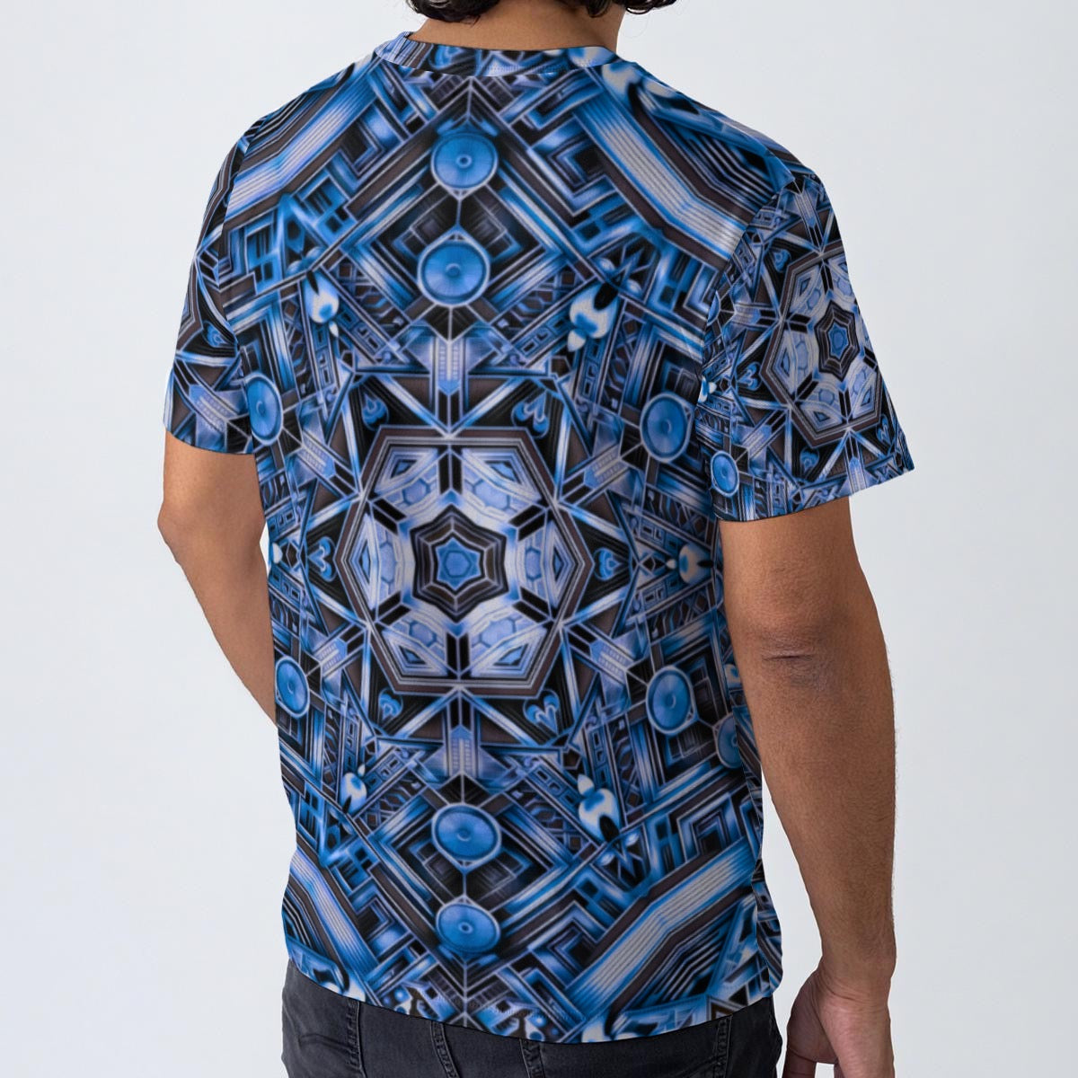 “Cobalt Graphica” All-Over Print Men's O-Neck T-Shirt | 190GSM Cotton