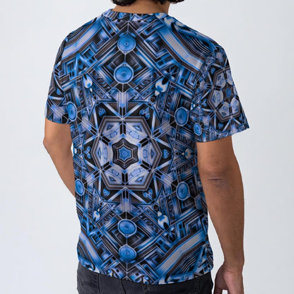 “Cobalt Graphica” All-Over Print Men's O-Neck T-Shirt | 190GSM Cotton