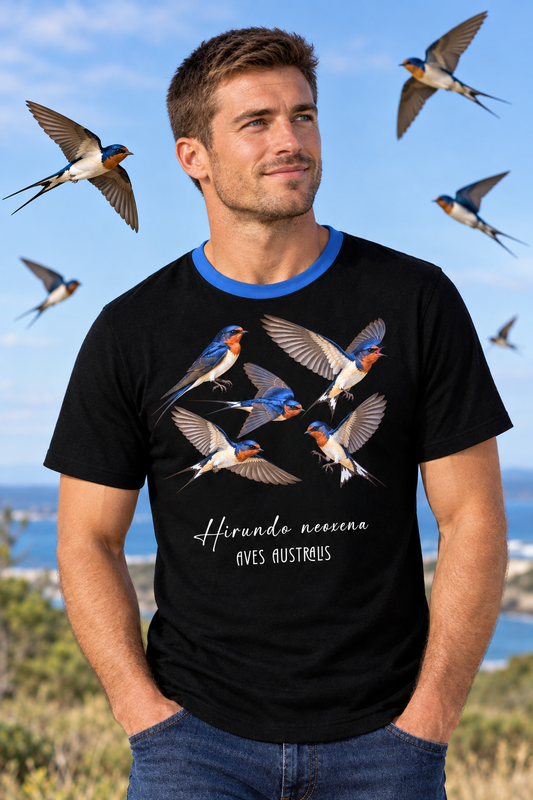“Welcome Swallow” All-Over Print Men's O-Neck T-Shirt | 190GSM Cotton