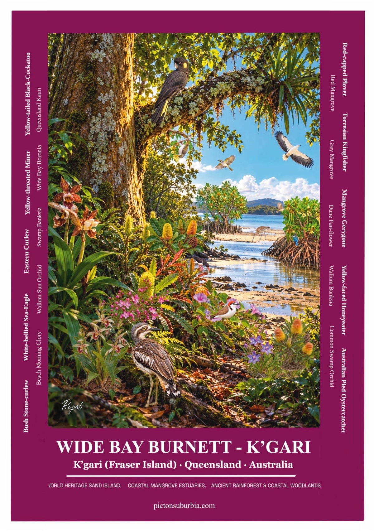 Terra Australis: Art Print “ QLD- K’gari - Wide Bay Burnett