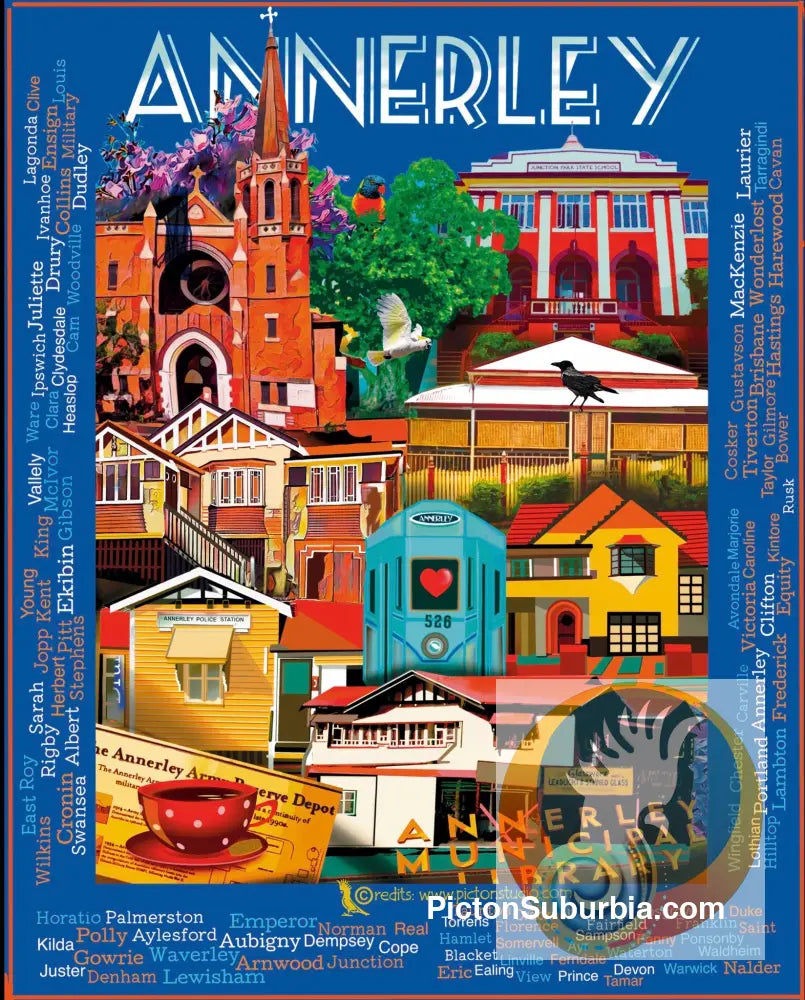 Annerley: Streets Tea Towel 100% Cotton - Physical good