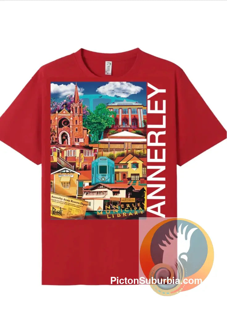 Annerley: Suburb Tee - Red / S - T-shirt