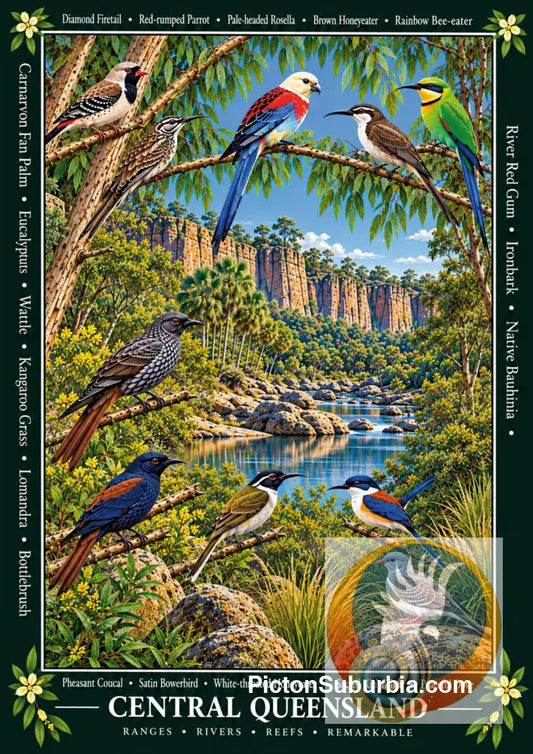 Australiana Tea Towel: Central Queensland (B) - Cotton/Linen Blend - Tea Towel