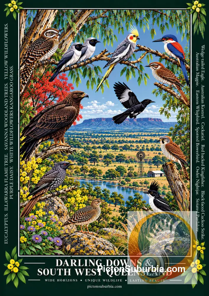 Australiana Tea Towel: Darling Downs & South West Queensland - Cotton/Linen Blend - Tea Towel