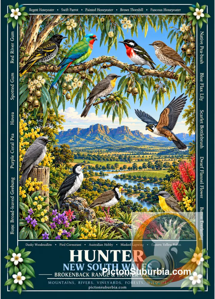 Australiana Tea Towel: N.S.W - Hunter - Cotton/Linen Blend - Tea Towel