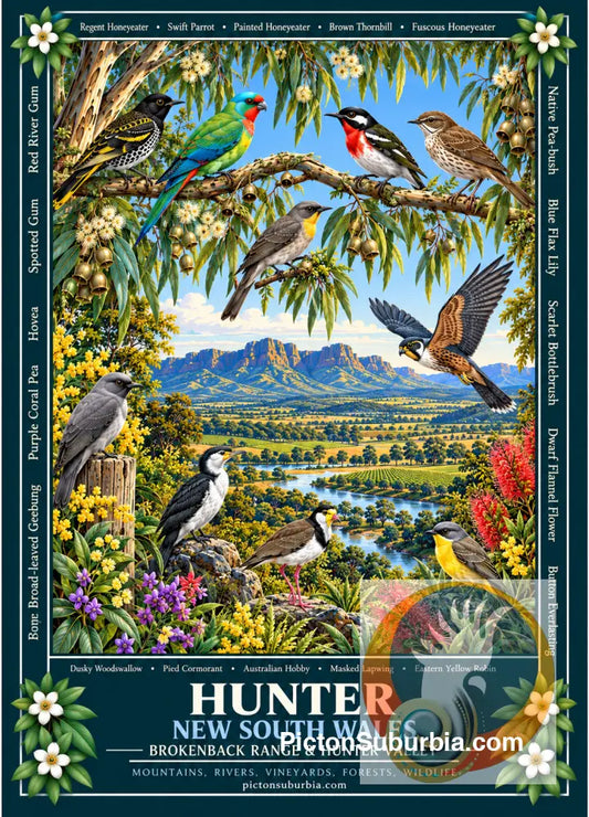 Australiana Tea Towel: N.S.W - Hunter - Cotton/Linen Blend - Tea Towel
