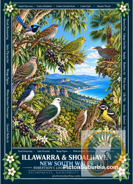 Australiana Tea Towel: N.S.W - Illawarra & Shoelhaven - Cotton/Linen Blend - Tea Towel