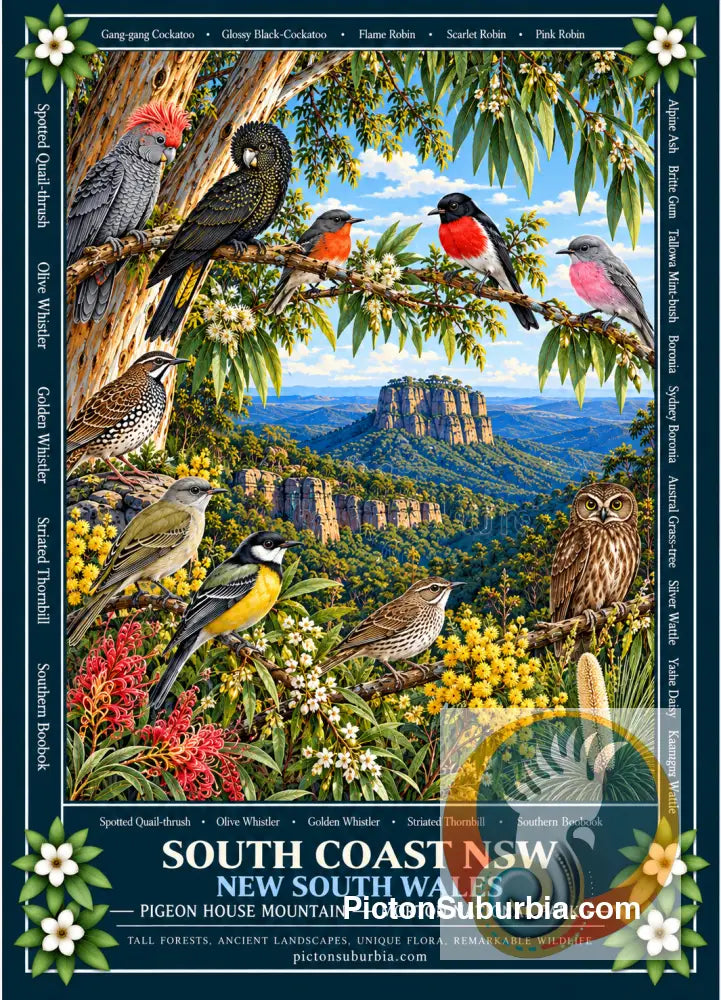 Australiana Tea Towel: N.S.W - South Coast - Cotton/Linen Blend - Tea Towel