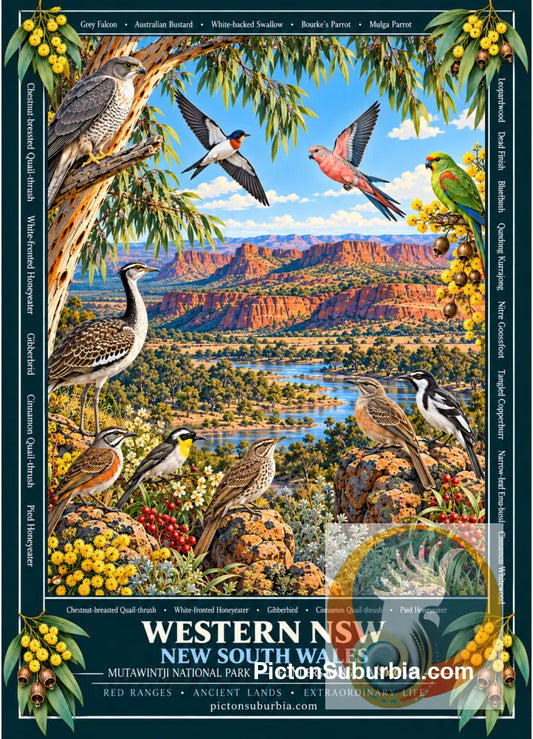 Australiana Tea Towel: N.S.W - Western N.S.W - Cotton/Linen Blend - Tea Towel