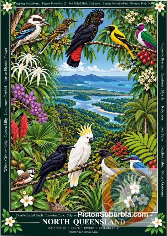 Australiana Tea Towel: North Queensland - Cotton/Linen Blend - Tea Towel