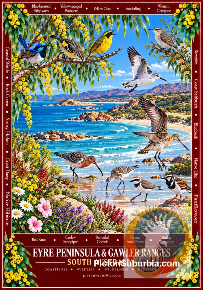 Australiana Tea Towel: South Australia - Eyre Peninsula & Gawler Ranges - Cotton/Linen Blend - Tea Towel